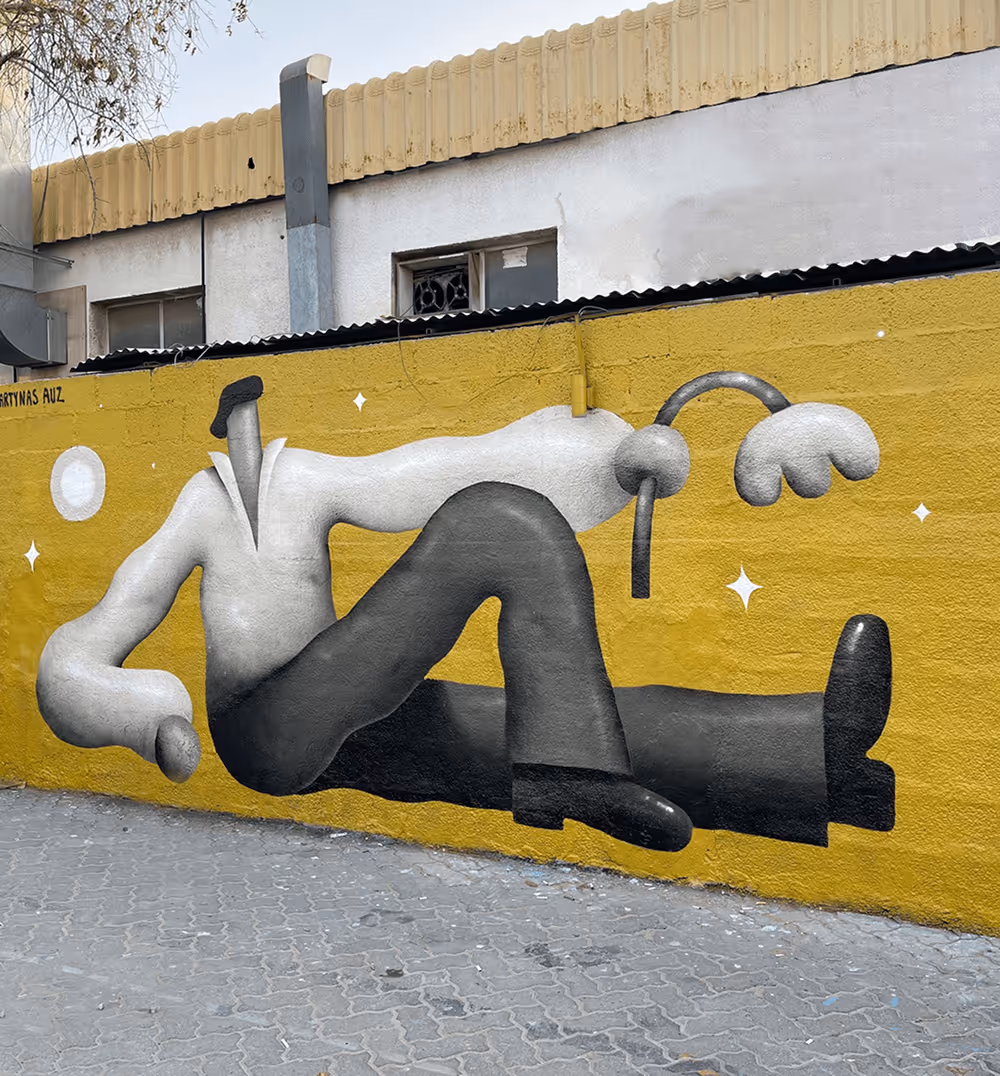 Renderism mural by Martynas Auz, modelled in VR and hand-painted (2)